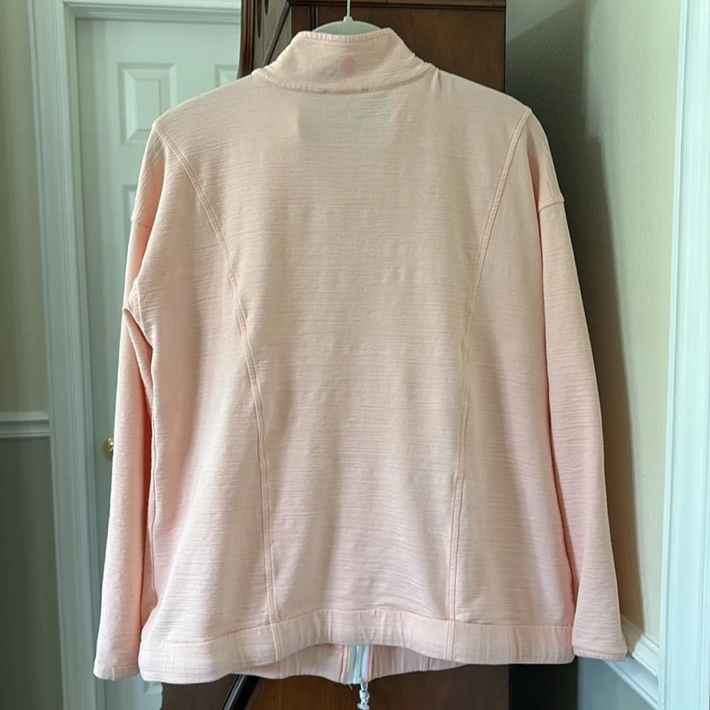 *Talbots Women's Pink Salmon Peach Zip Up Mock Neck Jacket Cover Up UPF 50+ - Picture 4 of 12